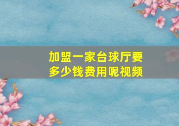 加盟一家台球厅要多少钱费用呢视频