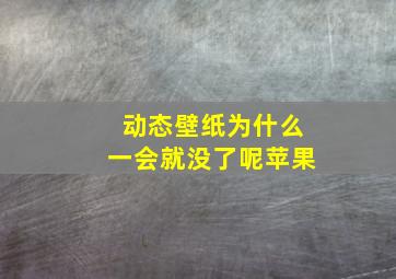 动态壁纸为什么一会就没了呢苹果