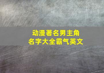 动漫著名男主角名字大全霸气英文