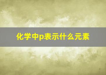 化学中p表示什么元素