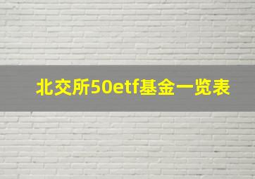 北交所50etf基金一览表