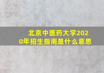 北京中医药大学2020年招生指南是什么意思