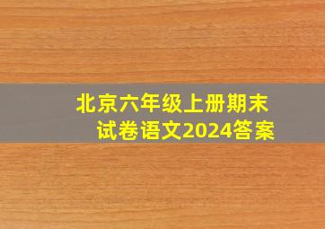 北京六年级上册期末试卷语文2024答案