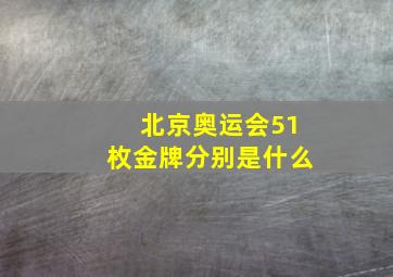 北京奥运会51枚金牌分别是什么