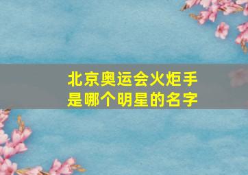 北京奥运会火炬手是哪个明星的名字