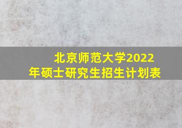 北京师范大学2022年硕士研究生招生计划表