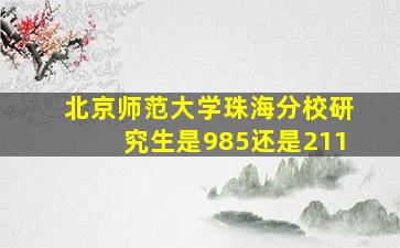 北京师范大学珠海分校研究生是985还是211