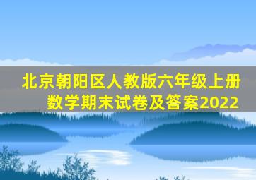 北京朝阳区人教版六年级上册数学期末试卷及答案2022