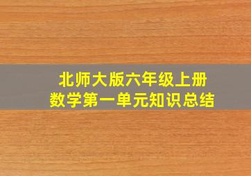 北师大版六年级上册数学第一单元知识总结