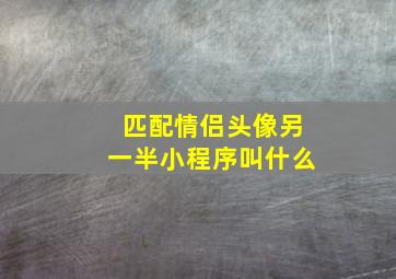 匹配情侣头像另一半小程序叫什么