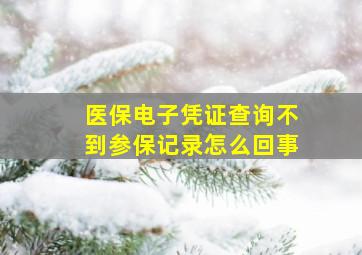 医保电子凭证查询不到参保记录怎么回事