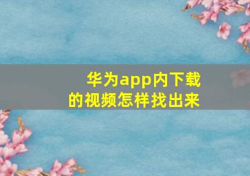 华为app内下载的视频怎样找出来