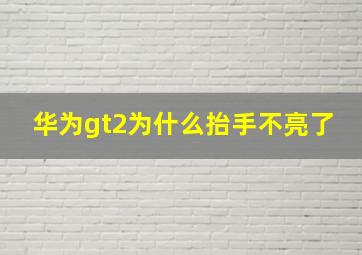 华为gt2为什么抬手不亮了