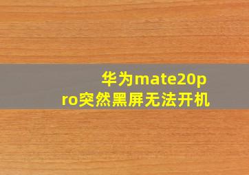 华为mate20pro突然黑屏无法开机