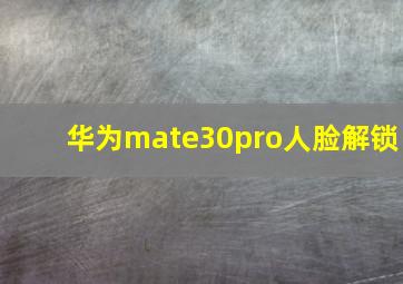 华为mate30pro人脸解锁