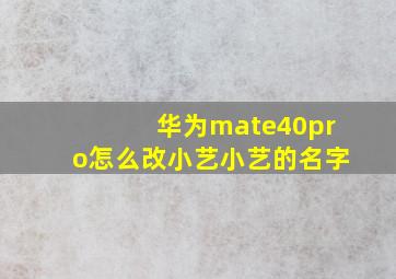 华为mate40pro怎么改小艺小艺的名字