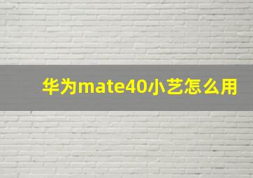 华为mate40小艺怎么用