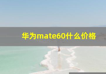 华为mate60什么价格