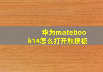 华为matebook14怎么打开触摸板