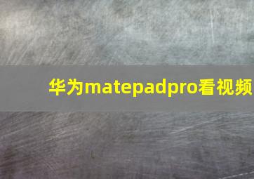 华为matepadpro看视频