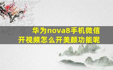 华为nova8手机微信开视频怎么开美颜功能呢