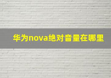 华为nova绝对音量在哪里