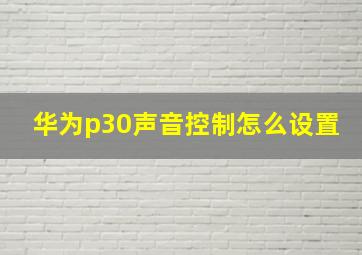 华为p30声音控制怎么设置