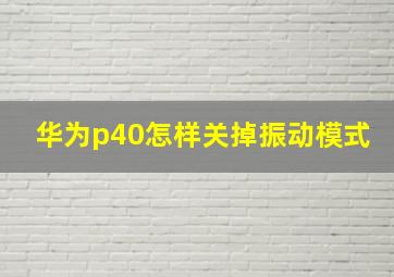 华为p40怎样关掉振动模式