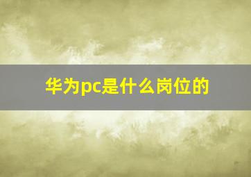 华为pc是什么岗位的