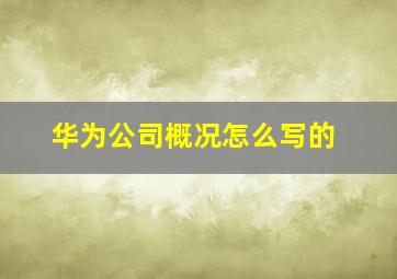 华为公司概况怎么写的