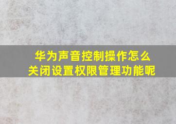 华为声音控制操作怎么关闭设置权限管理功能呢