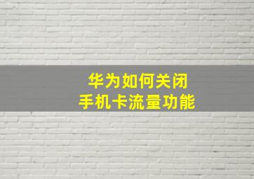 华为如何关闭手机卡流量功能