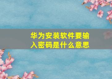 华为安装软件要输入密码是什么意思