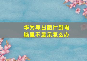 华为导出图片到电脑里不显示怎么办