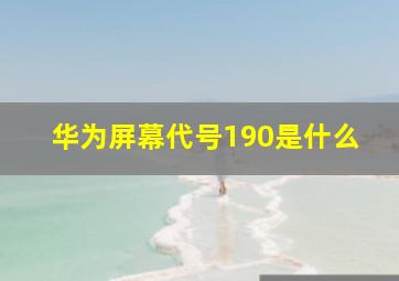 华为屏幕代号190是什么