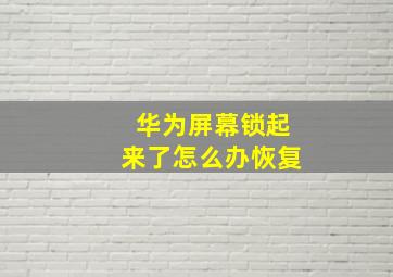 华为屏幕锁起来了怎么办恢复