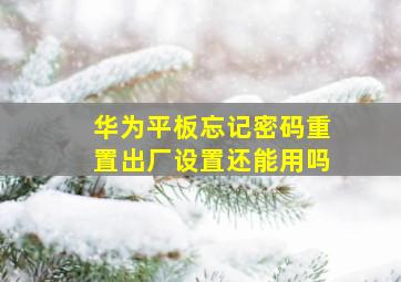 华为平板忘记密码重置出厂设置还能用吗