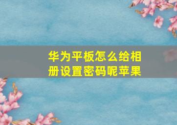 华为平板怎么给相册设置密码呢苹果