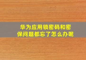 华为应用锁密码和密保问题都忘了怎么办呢