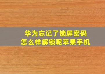 华为忘记了锁屏密码怎么样解锁呢苹果手机