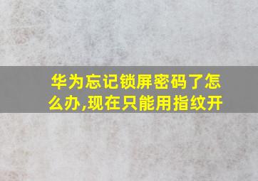 华为忘记锁屏密码了怎么办,现在只能用指纹开