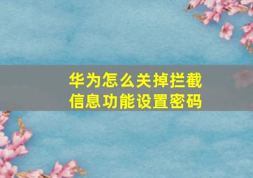 华为怎么关掉拦截信息功能设置密码