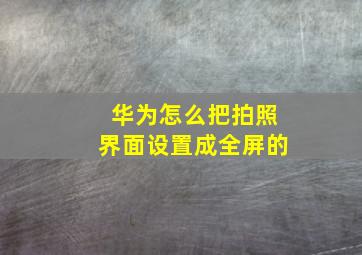 华为怎么把拍照界面设置成全屏的