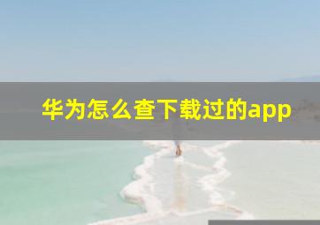 华为怎么查下载过的app