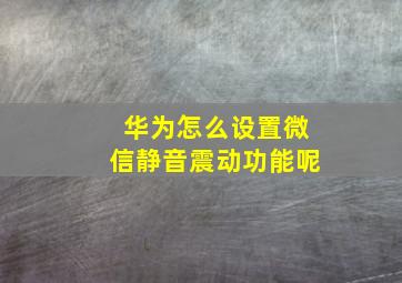 华为怎么设置微信静音震动功能呢