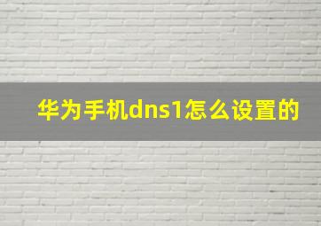 华为手机dns1怎么设置的