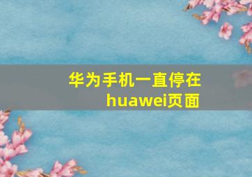 华为手机一直停在huawei页面