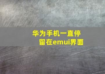 华为手机一直停留在emui界面