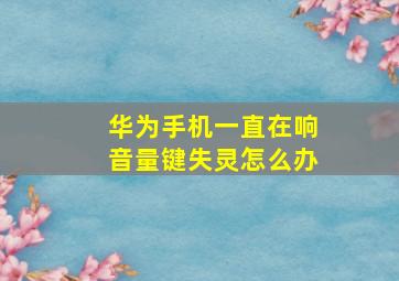 华为手机一直在响音量键失灵怎么办