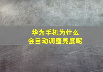 华为手机为什么会自动调整亮度呢